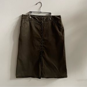 Vintage J. Crew Olive Green Buttoned Down Pencil Skirt Hong Kong